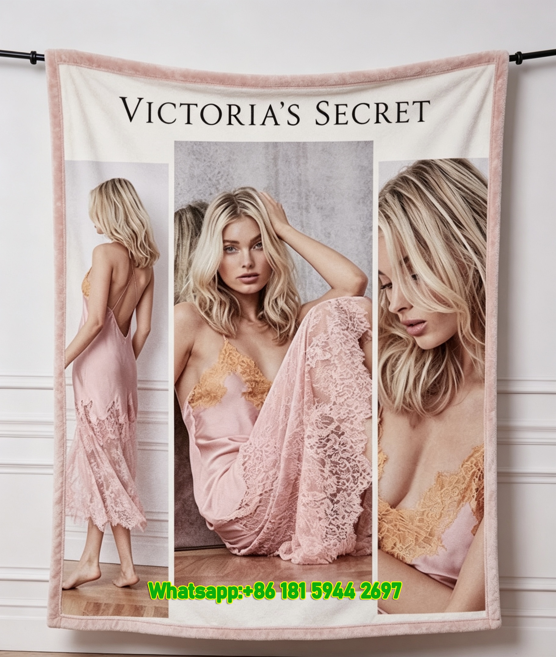 Victoria's Secret Pink Lace Print Fleece Throw Blanket V095